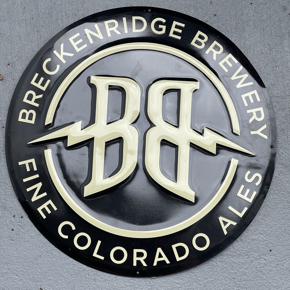 Breckenridge Brewery Fine Colorado Ales Brewing Beer Sign Metal Tin Black 17.5"